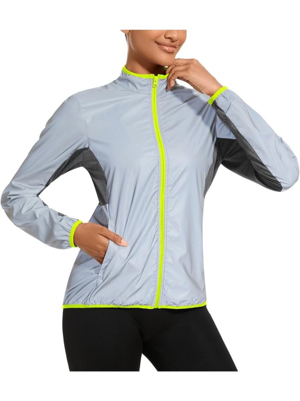 Lightweight Full Zip Windbreaker Jacket | Reflective Workout Top for